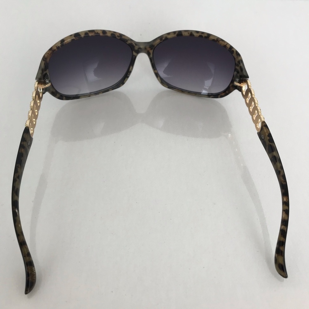 Guess Women's Sunglasses Black Frames W/Leopard Print Gold Rhinestone Accents - Picture 6 of 10